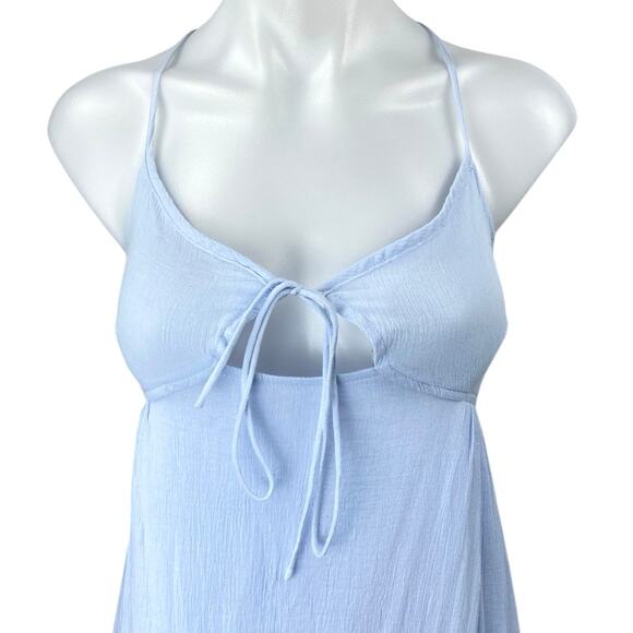 Honey Mango Blue Sleeveless Cutout Tiered Cami Camisole Midi Tank Dress Size L - Picture 3 of 5